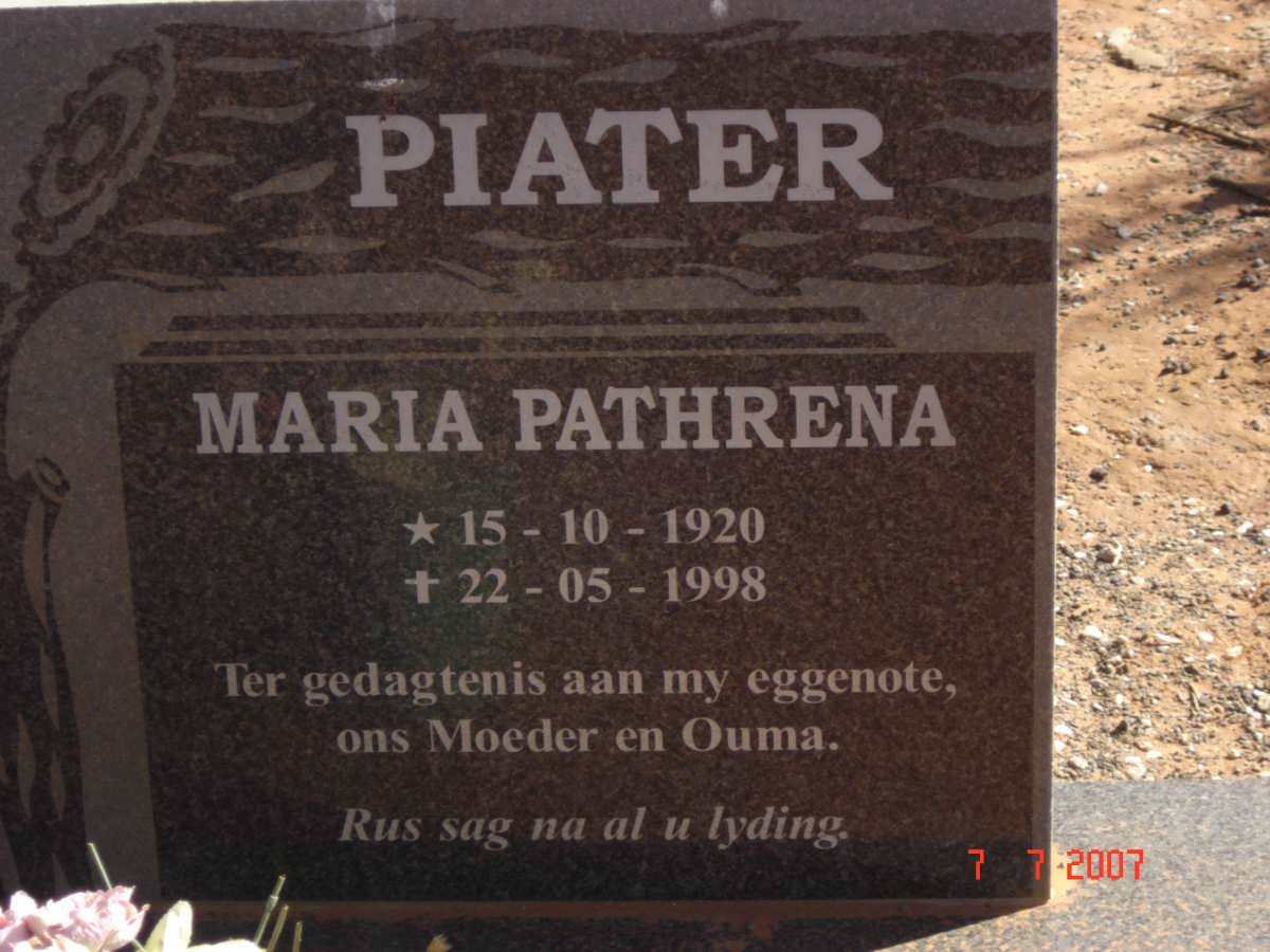 PIATER Maria Pathrena 1920-1998
