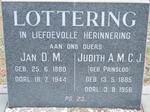 LOTTERING Jan D.M. 1880-1944 & Judith A.M.C.J. PRINSLOO 1885-1956