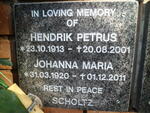 SCHOLTZ Hendrik Petrus 1913-2001 & Johanna Maria 1920-2011