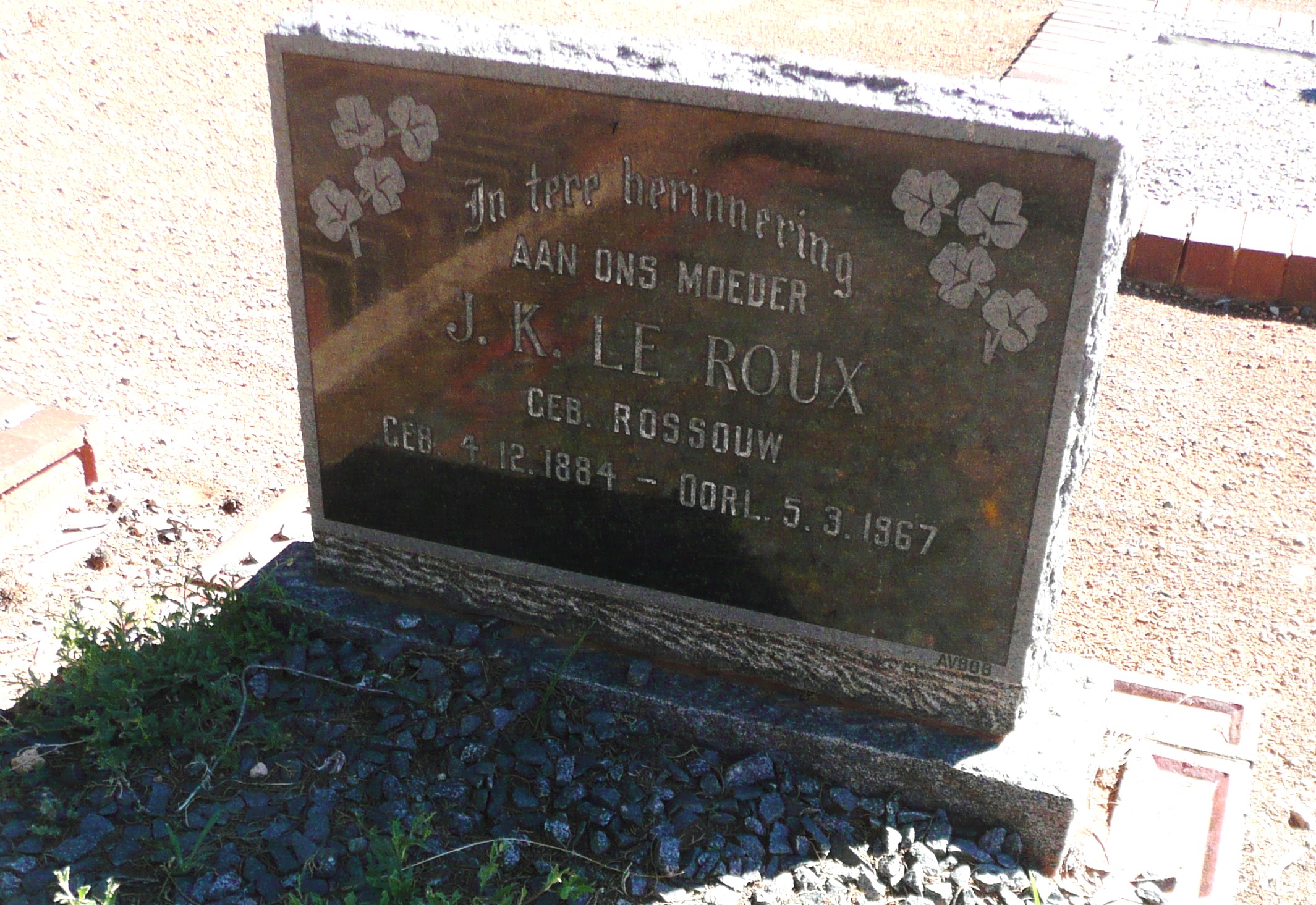 ROUX J.K., le nee ROSSOUW 1884-1967