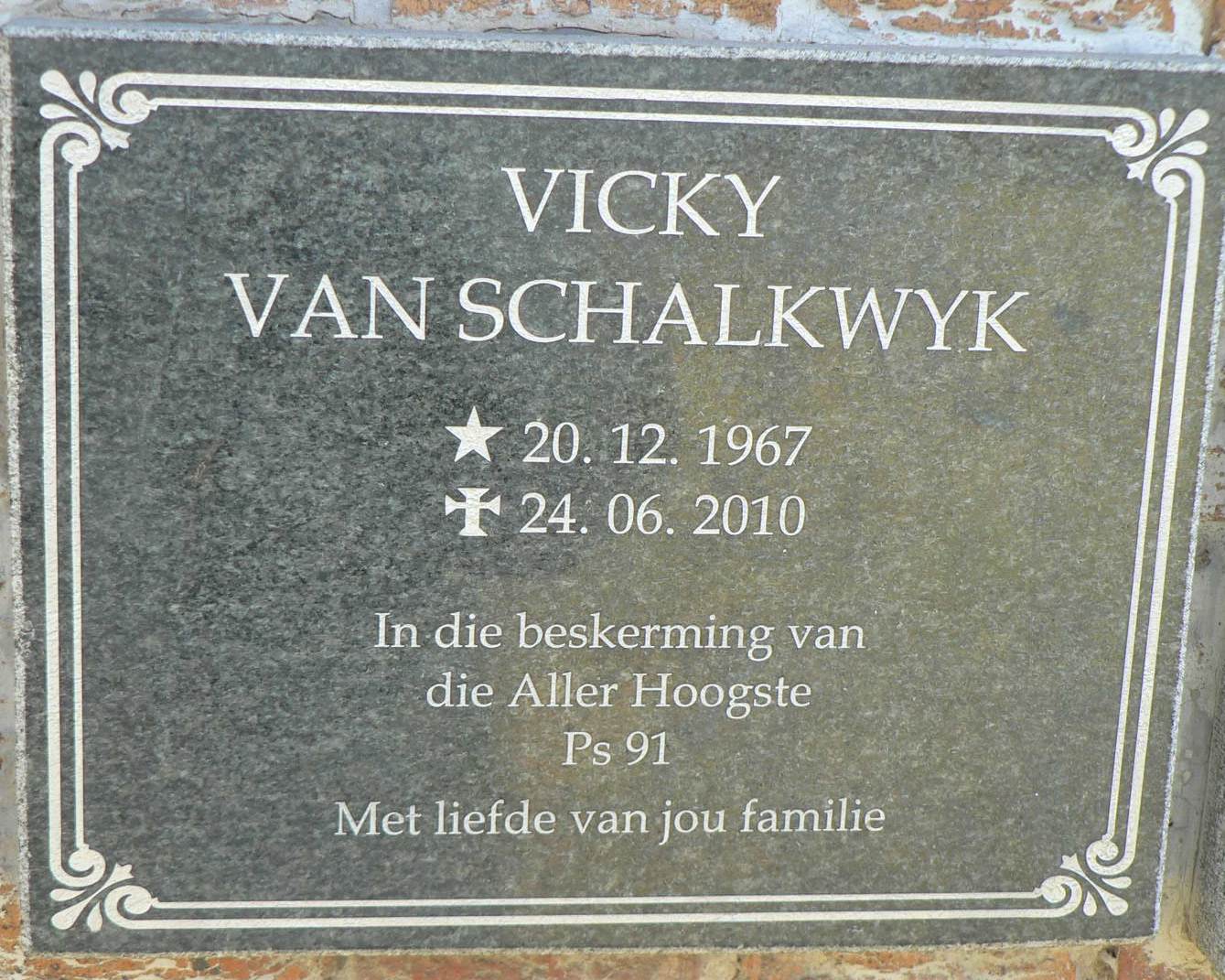 SCHALKWYK Vicky, van 1967-2010