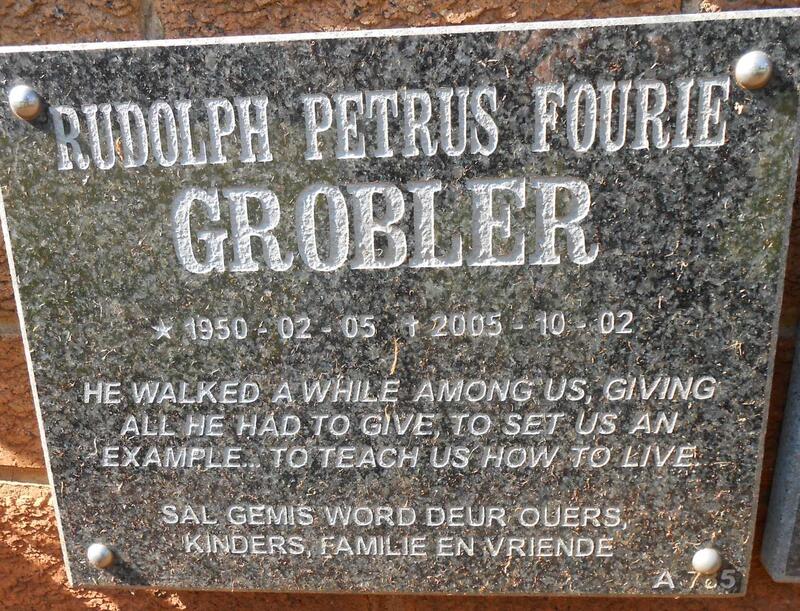 GROBLER Rudolph Petrus Fourie 1950-2005