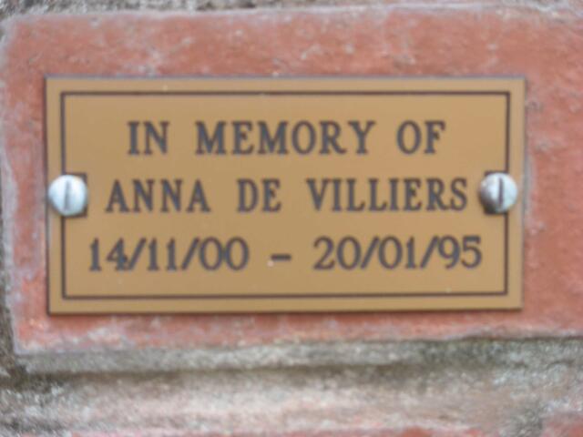 VILLIERS Anna, de 1900-1995