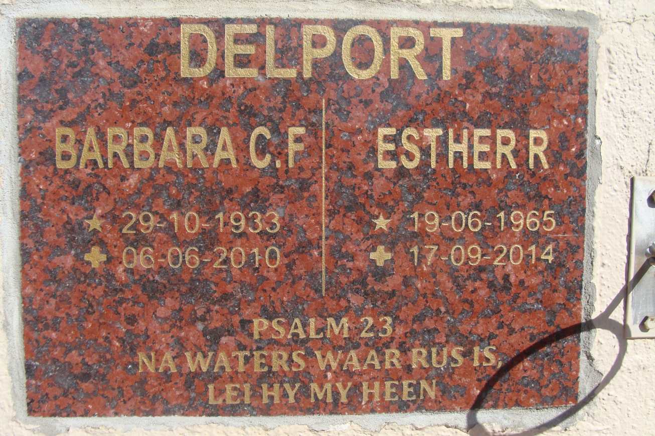 DELPORT Barbara C.F. 1933-2010 :: DELPORT Esther R. 1965-2014