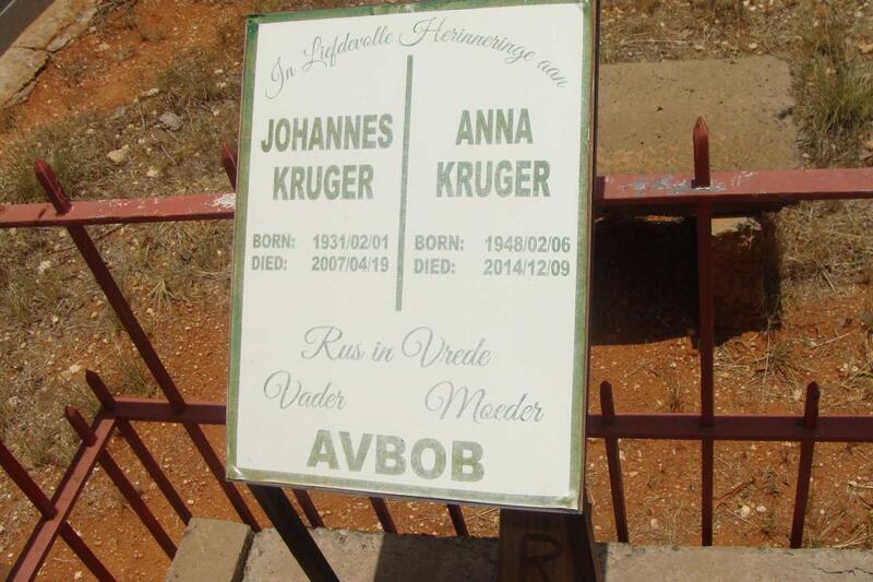 KRUGER Johannes 1931-2007 & Anna 1948-2014