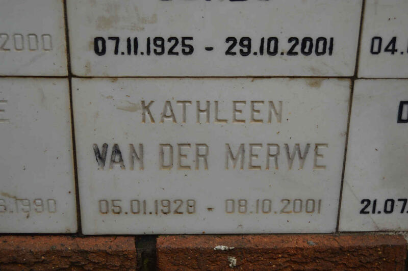 MERWE Kathleen, van der 1928-2001