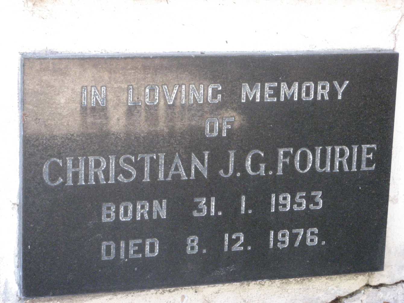 FOURIE Christian J.G. 1953-1976