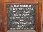 EGAN John Edward 1906-2000 & Elizabeth Anna Wood Mc CALLUM 1909-1977