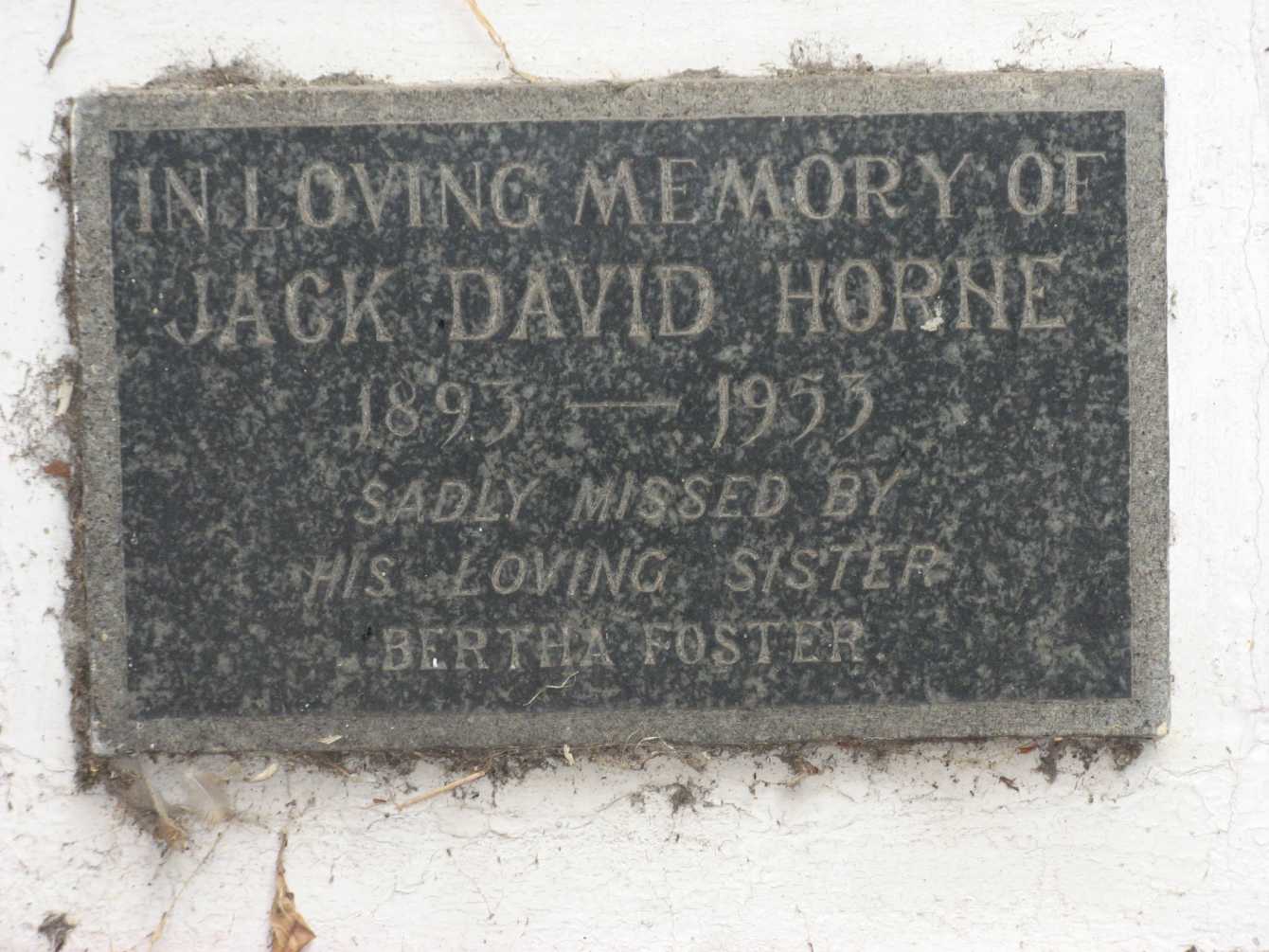 HORNE Jack David 1893-1955