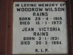 RAINS Woodrow Wilson 1918-1973 & Jean Victoria 1921-1994