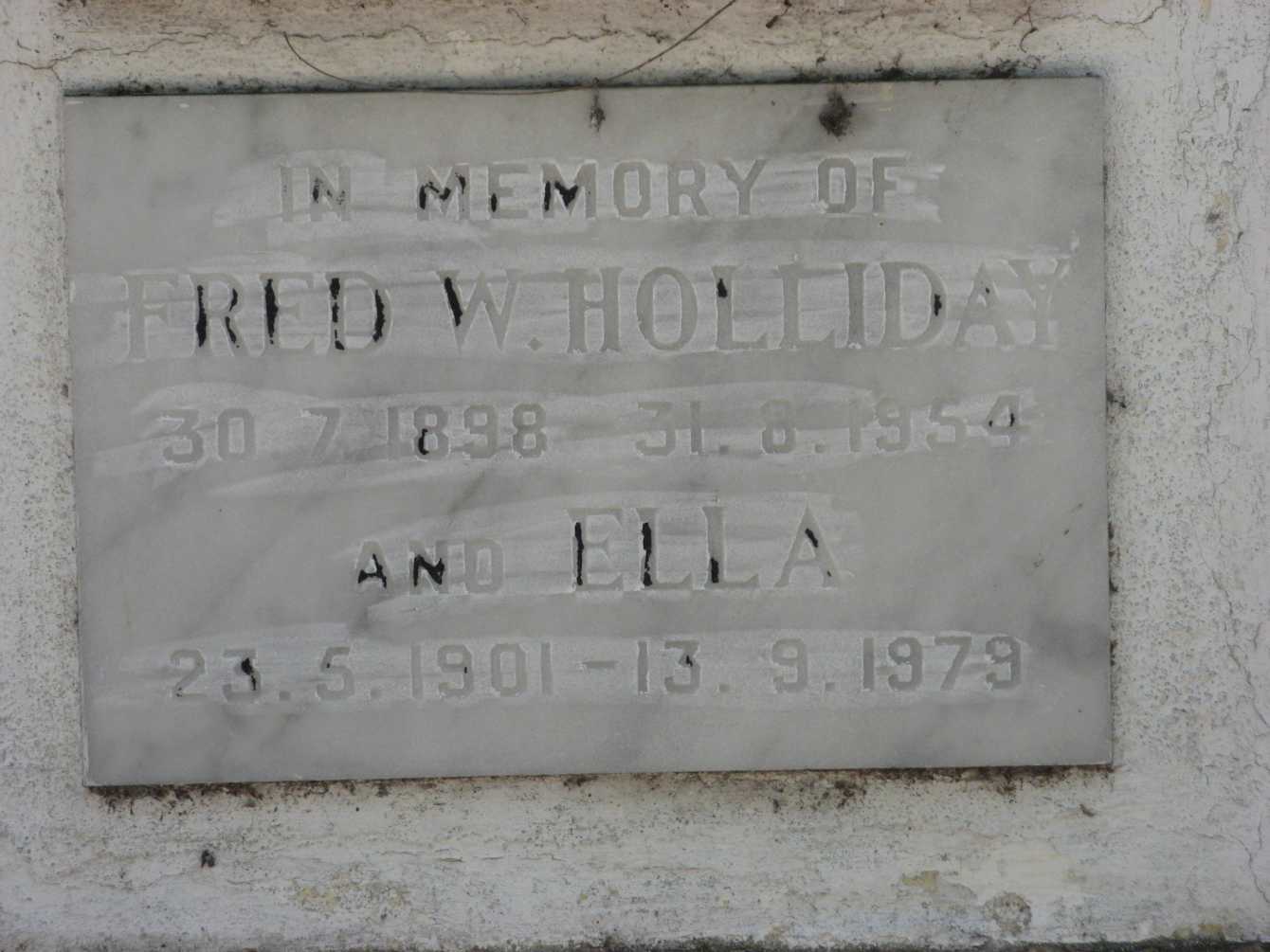 HOLIDAY Fred W. 1898-1954 & Ella 1901-1979