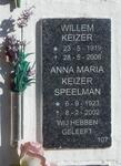 KEIZER Willem 1919-2006 & Anna Maria SPEELMAN 1923-2002