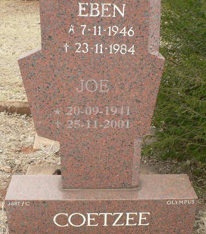 COETZEE Joe 1941-2001 :: COETZEE Eben 1946-1984