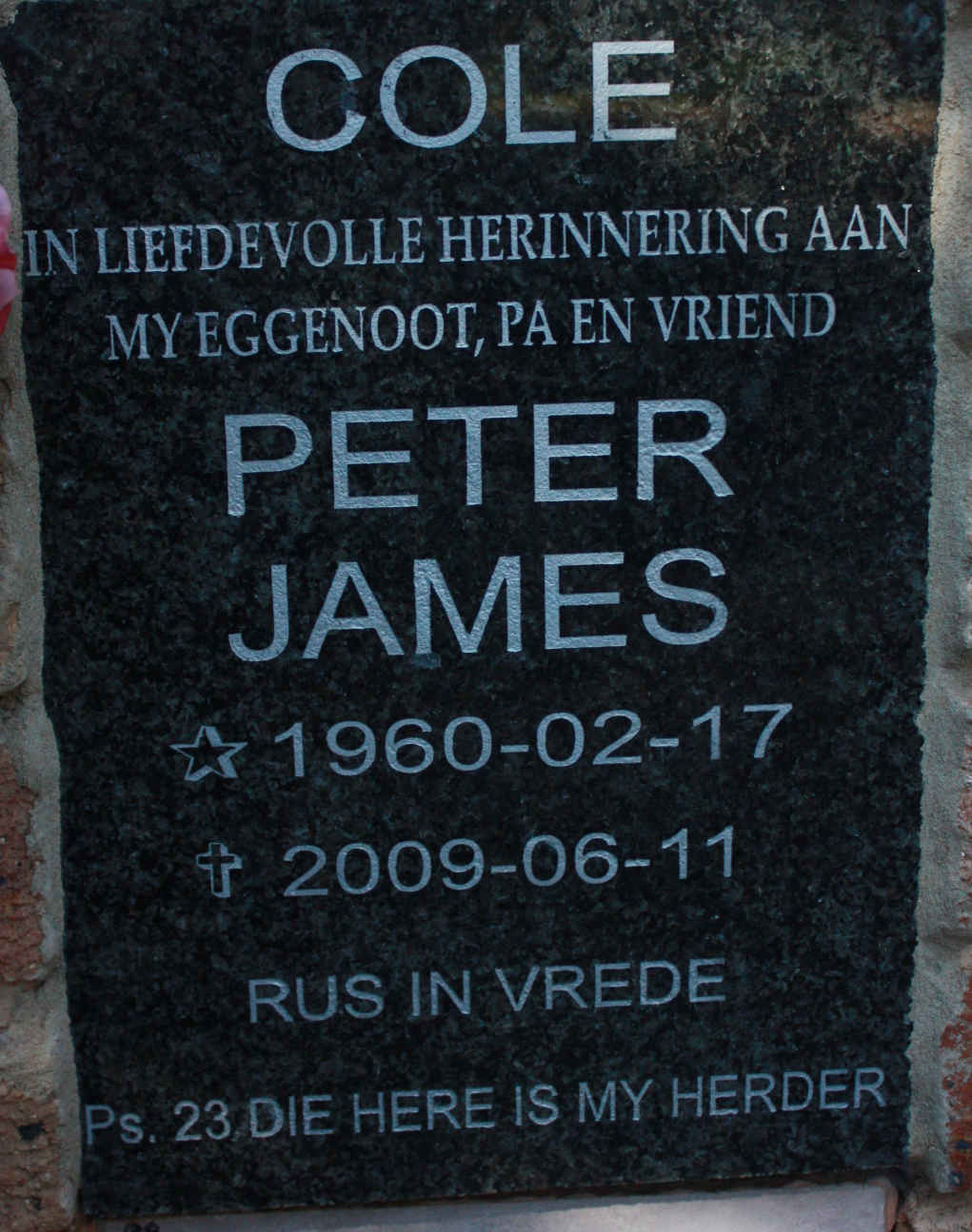 COLE Peter James 1960-2009