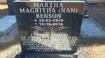 BENSON Martha Magritha 1949-2016