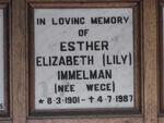 IMMELMAN Esther Elizabeth nee WEGE 1901-1987
