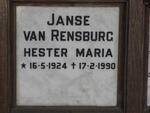 RENSBURG Hester Maria, Janse van 1924-1990