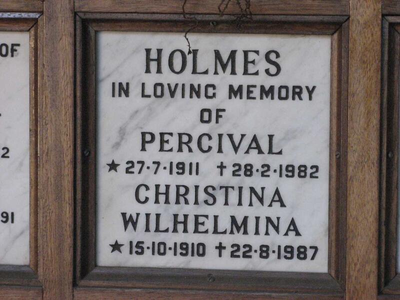 HOLMES Percival 1911-1982 & Christina Wilhelmina 1910-1987