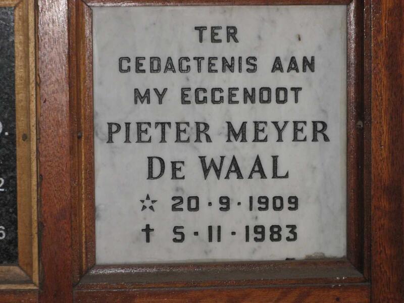 WAAL Pieter Meyer, de 1909-1983
