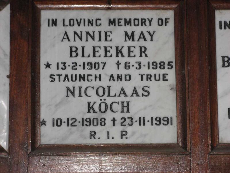 BLEEKER Annie May 1907-1985 :: KOCH Nicolaas 1908-1991