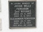 FURGUSON Alexander 1881-1964 & Jessie Mills RITCHIE 1882-1957