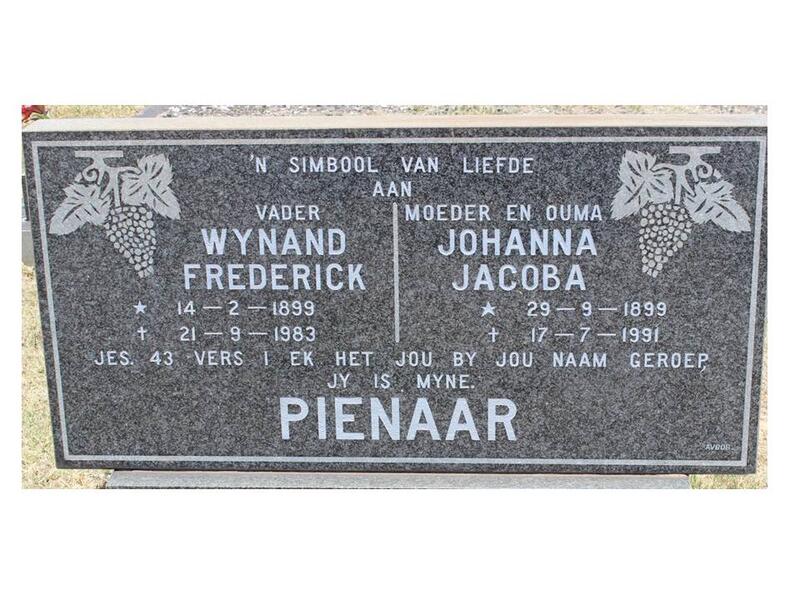 PIENAAR Wynand Frederick 1899-1083 & Johanna Jacoba 1899-1991