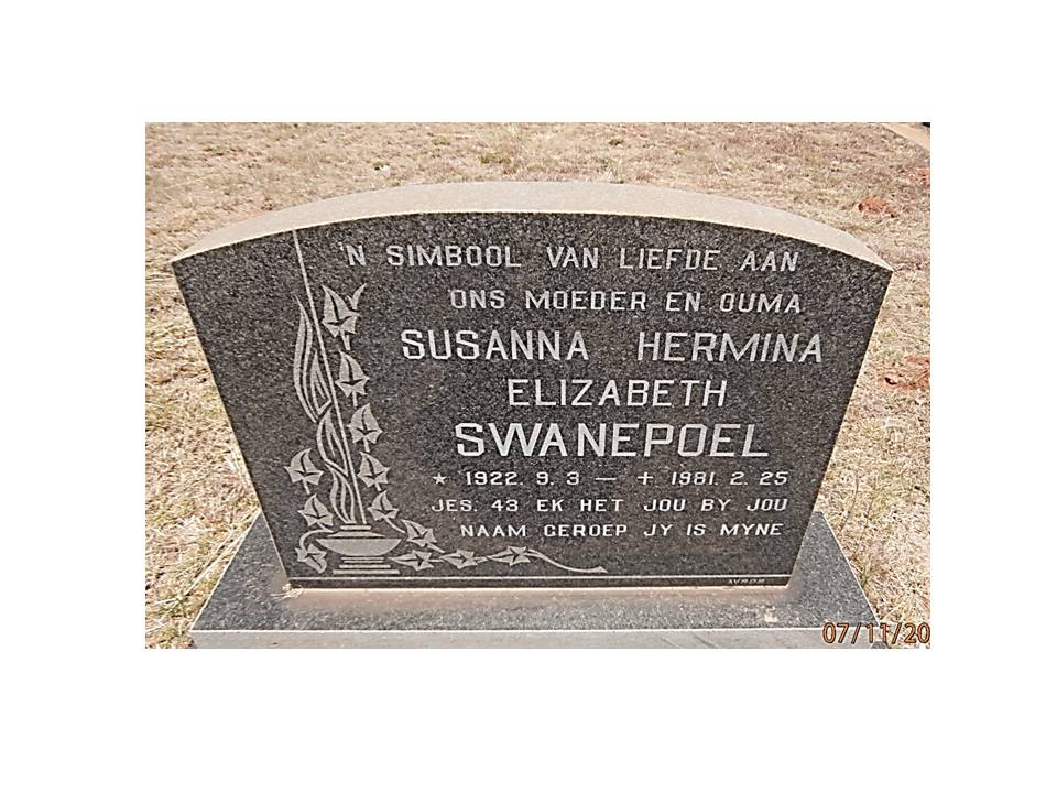 SWANEPOEL Susanna Hermina Elizabeth 1922-1981
