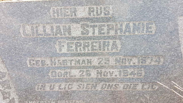 FERREIRA Lillian Stephanie nee HARTMAN 1874-1946