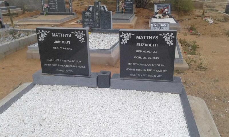 MATTHYS Jacobus 1950- & Elizabeth 1950-2013