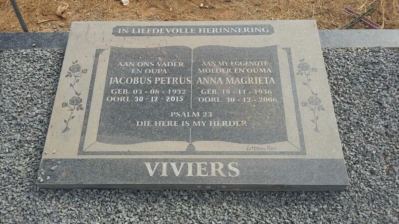 VIVIERS Jacobus Petrus 1932-2015 & Anna Magrieta 1936-2006