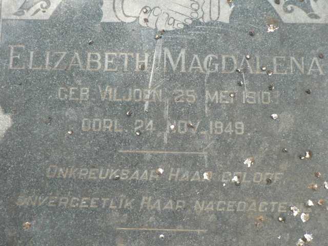 SCHEEPERS Elizabeth Magdalena nee VILJOEN 1910-1949