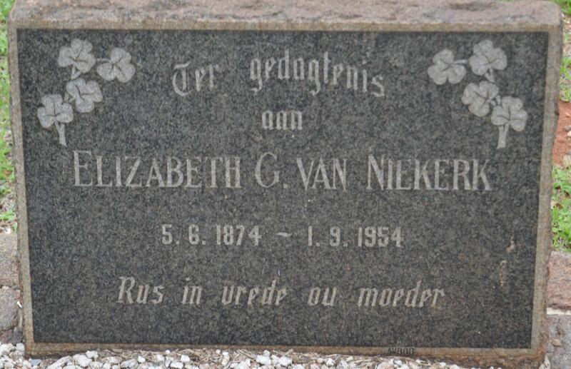 NIEKERK Elizabeth G., van 1874-1954
