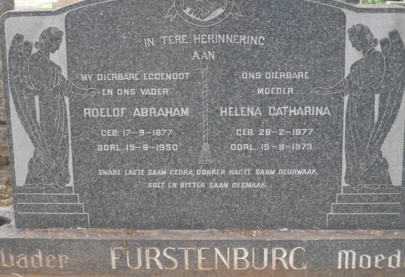FURSTENBURG Roelof Abraham 1877-1950 & Helena Catharina 1877-1973