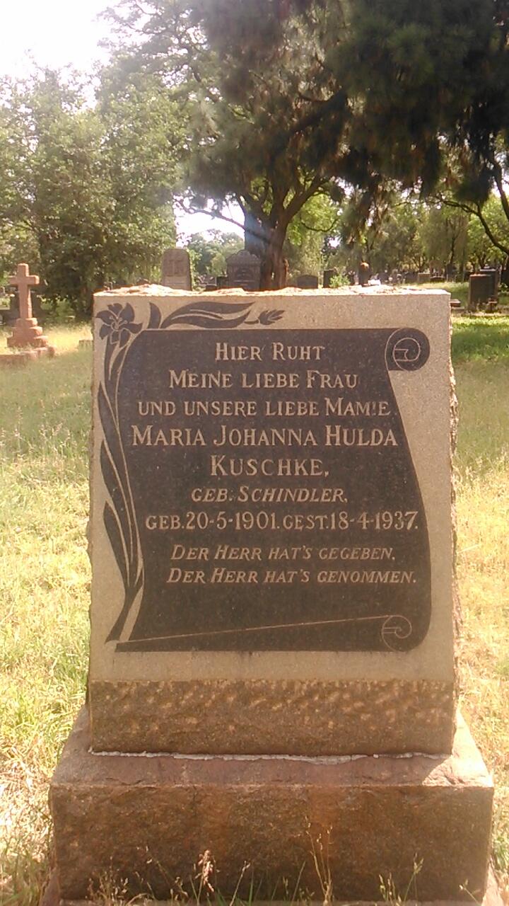 KUSCHKE Maria Johanna Hulda nee SCHINDLER 1901-1937