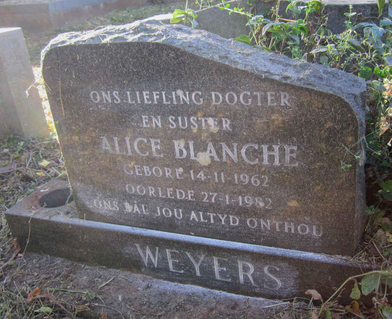 WEYERS Alice Blanche 1962-1982