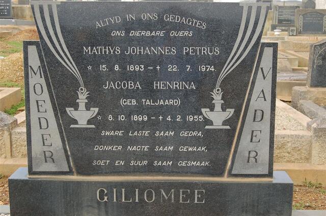 GILIOMEE Mathys Johannes Petrus 1893-1974 & Jacoba Henrina TALJAARD 1899-1955