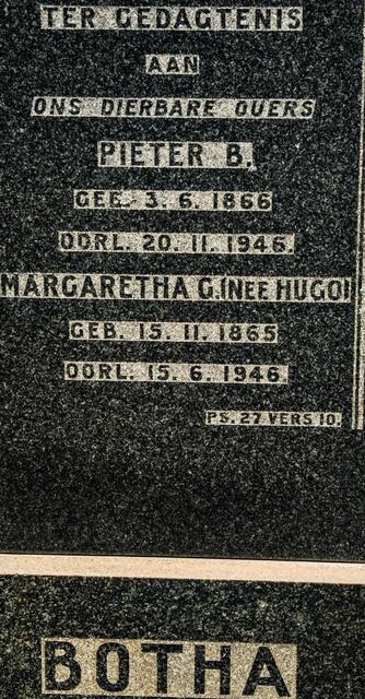 BOTHA Pieter B. 1866-1946 & Margaretha G. HUGO 1865-1946