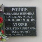 FOURIE Susanna Hermina Carolina 1926-2014 :: VISSER Christina Susanna nee FOURIE 1951-
