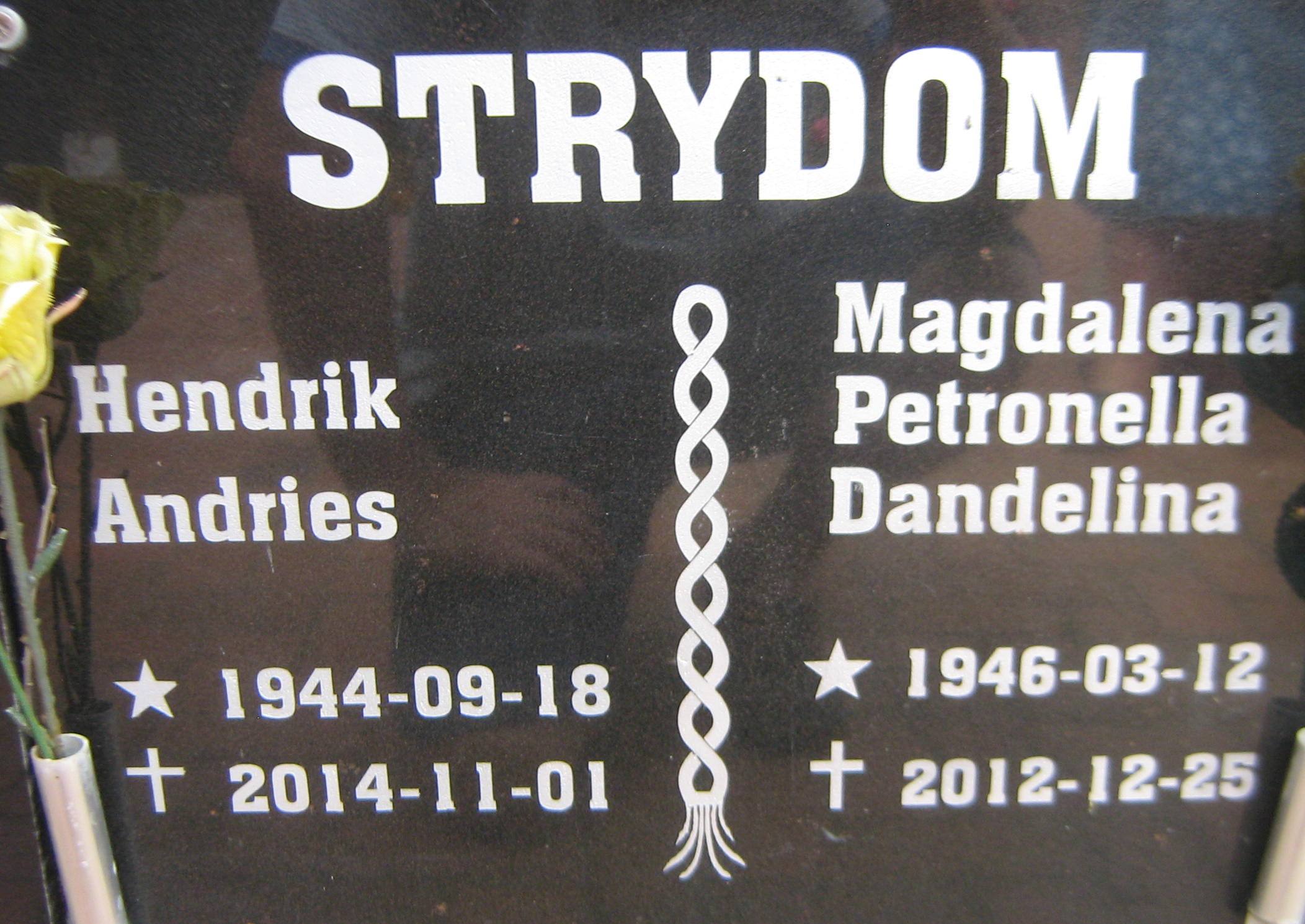 STRYDOM Hendrik Andries 1944-2014 & Magdalena Petronella Dandelina 1946-2012
