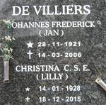 VILLIERS Johannes Frederick, de 1921-2006 & Christina C.S.E. 1928-2015
