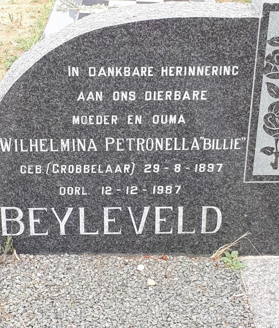 BEYLEVELD Wilhelmina Petronella nee GROBBELAAR 1897-1987