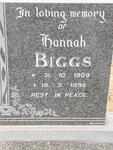 BIGGS Hannah 1909-1996