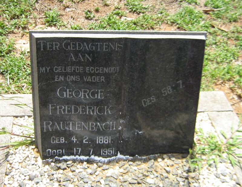 RAUTENBACH George Frederick 1881-1951