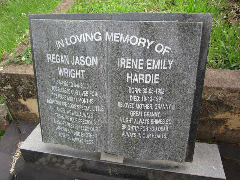 HARDIE Irene Emily 1902-1991 :: WRIGHT Regan Jason 1980-2000