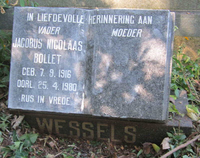 WESSELS Jacobus Nicolaas Bollet 1916-1980