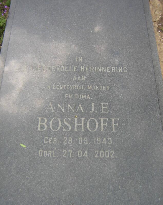 BOSHOFF Anna J. E. 1943-2002