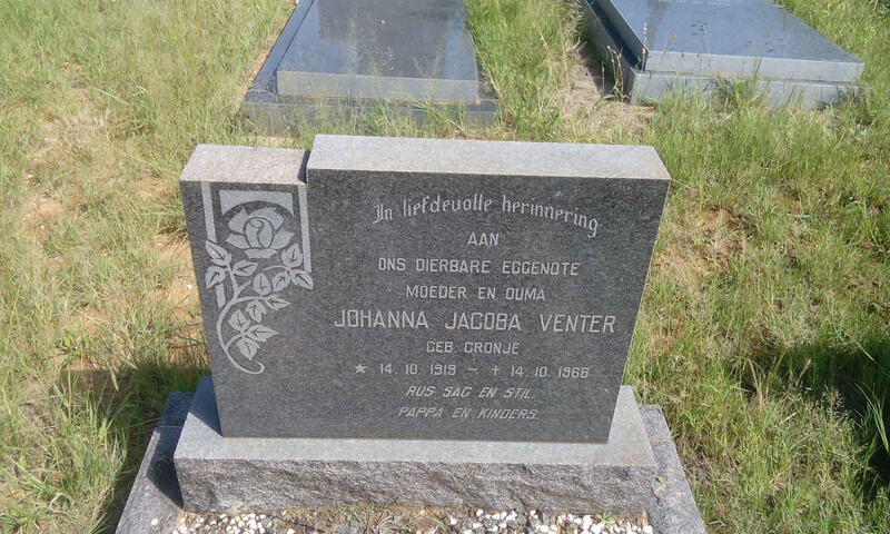 VENTER Johanna Jacoba nee CRONJE 1919-1968