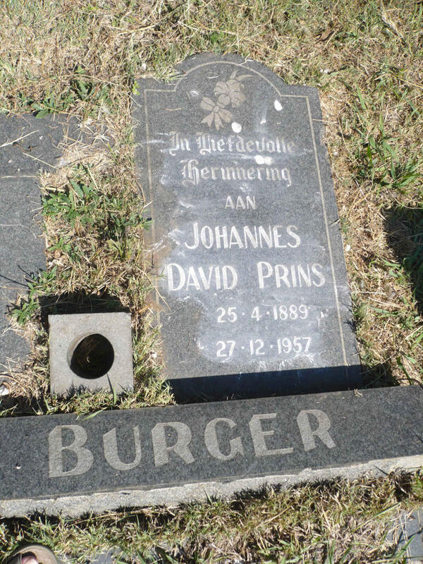BURGER Johannes David Prins 1889-1957