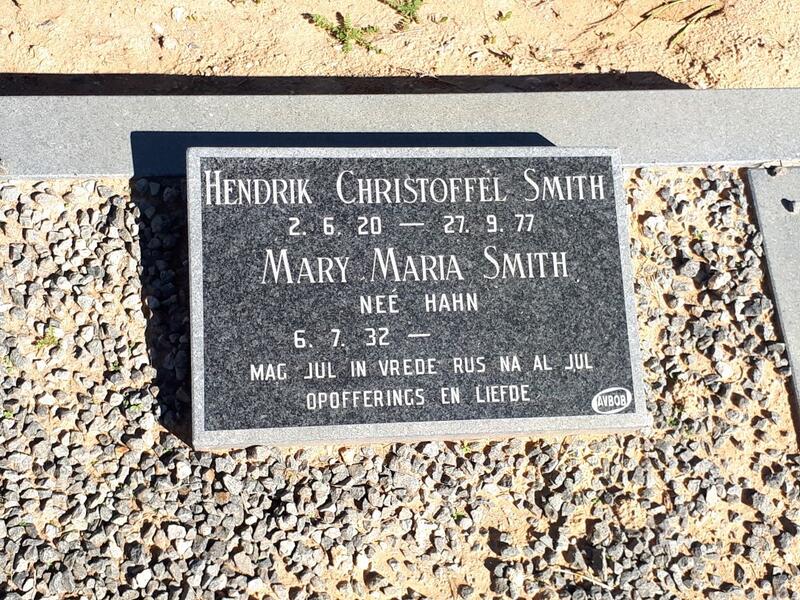 SMITH Hendrik Christoffel 1920-1977 & Mary Maria HAHN 1932-