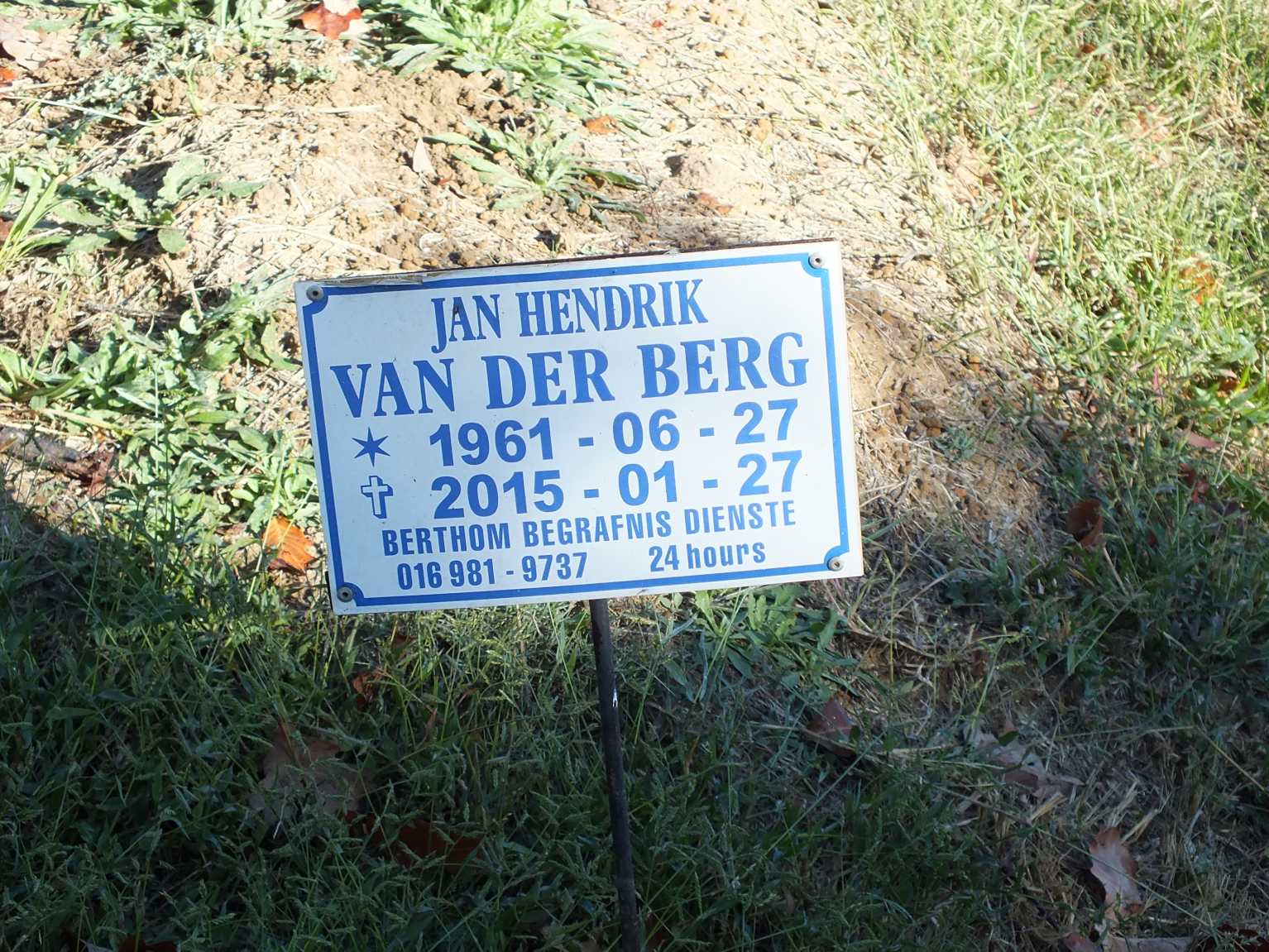 BERG Jan Hendrik, van der 1961-2015